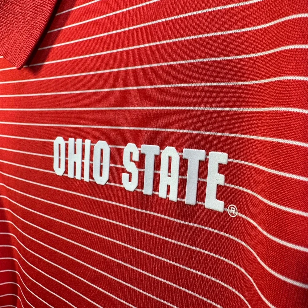 Nike Ohio State Polo Mens 2XL Red Striped Buckeyes NCAA Golf Shirt 4958